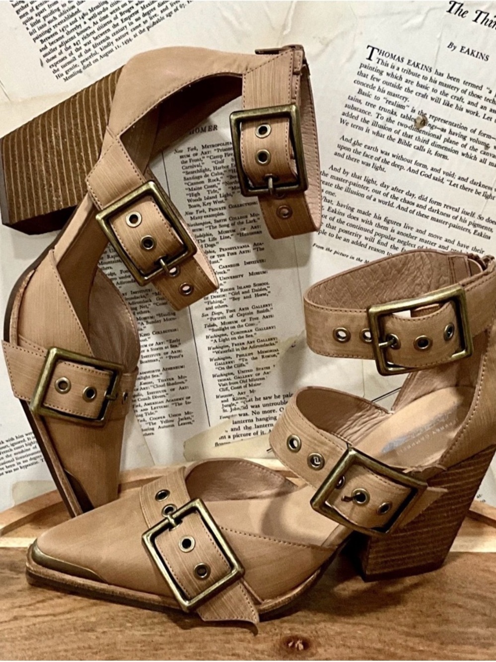 Free People X Jeffrey Campbell Hendrix Heels Tan Textured Leather